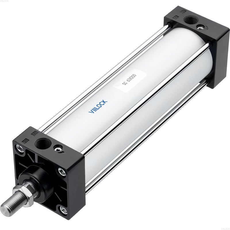 VIILOCK Pneumatic Air Cylinder 63mm Bore 200mm Stroke, Aluminium Standard Cylinder Single Piston Rod Double Action SC 63 X 200 - Image 1